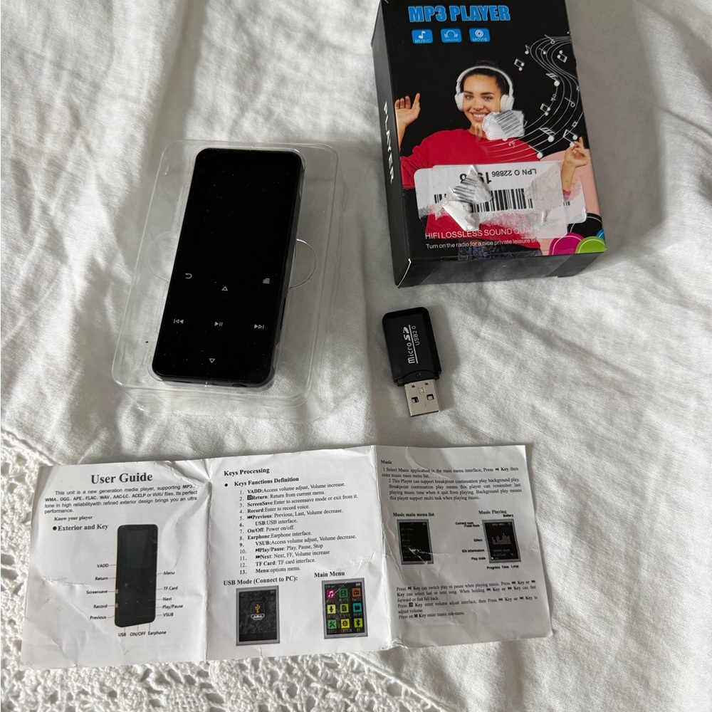 Black MP3 Player with USB Adapter